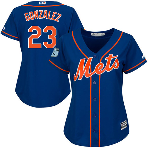 Mets #23 Adrian Gonzalez Blue Alternate Women's Stitched MLB Jersey - Click Image to Close